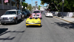 Funny car on road - holiday trip