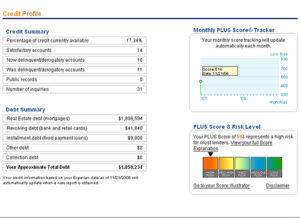 Credit score report screenshot